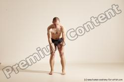 Underwear Gymnastic poses Man White Slim Bald Dancing Dynamic poses Academic